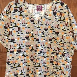 Divine Curves Halloween Gray Women 3XL Scrubs Top New